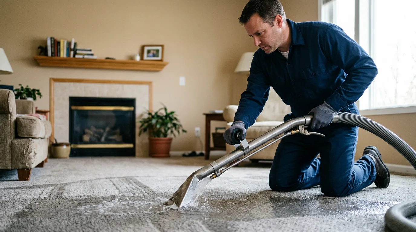 Water damage restoration technician working near Lucerne Valley, CA